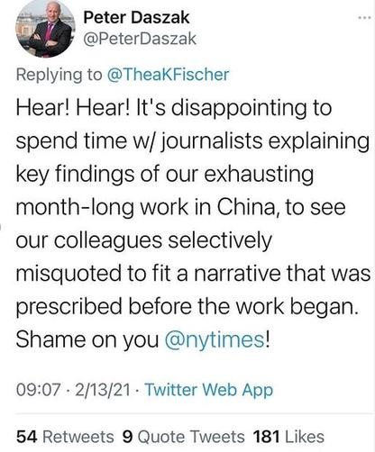 世卫组织新冠病毒溯源受阻，中国背锅？美国又在造谣生事