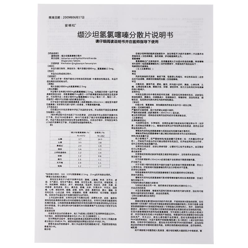 缬沙坦氢氯噻嗪分散片$src@index