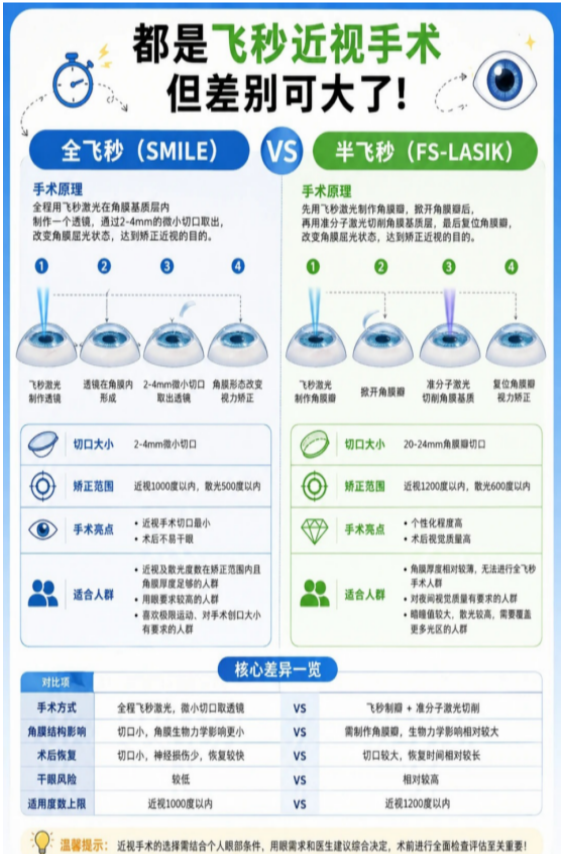 全飞秒和半飞秒到底怎么选?医生已经怎么选?在贵港做近视手术,先了解这些再决定